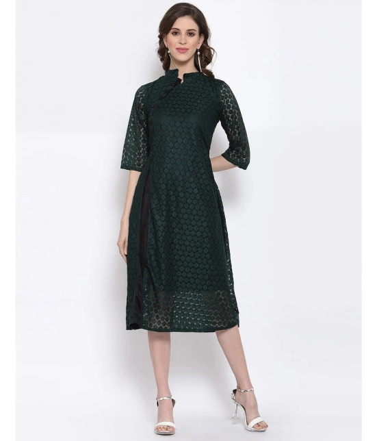 Selvia Net Green A- line Dress - - None