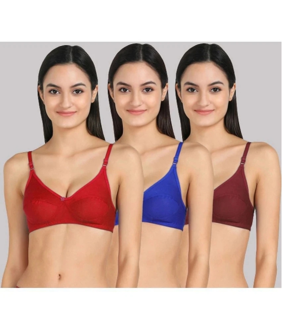 Kiran Enterprises - Multicolor Cotton Blend Non Padded Womens Everyday Bra ( Pack of 3 ) - None