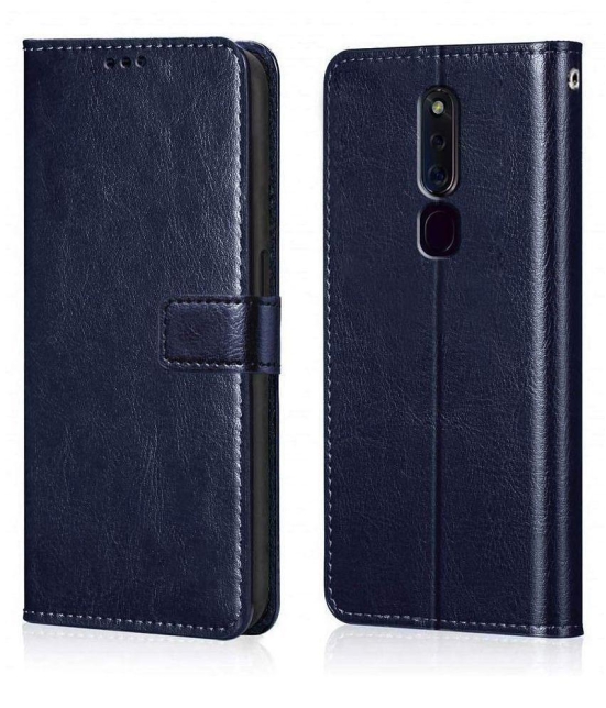 OPPO F11 Flip Cover by NBOX - Blue Viewing Stand and pocket - Blue