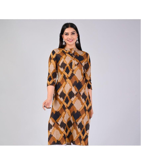 MAUKA Rayon Printed Straight Womens Kurti - Brown ( Pack of 1 ) - None