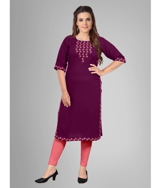 Kapadia - Wine Rayon Womens Straight Kurti ( Pack of 1 ) - None