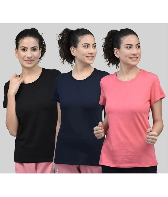 Dollar Multicolor Cotton Blend Regular Fit Womens T-Shirt ( Pack of 3 ) - None