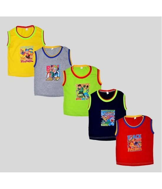 Sathiyas - Multicolor Cotton Blend Boys T-Shirt ( Pack of 5 ) - None