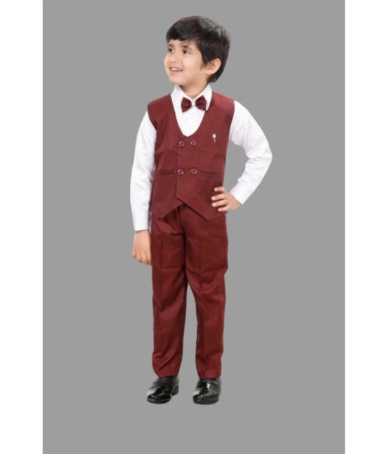 DKGF Fashion - Maroon Cotton Blend Boys Shirt & Pants ( Pack of 1 ) - None