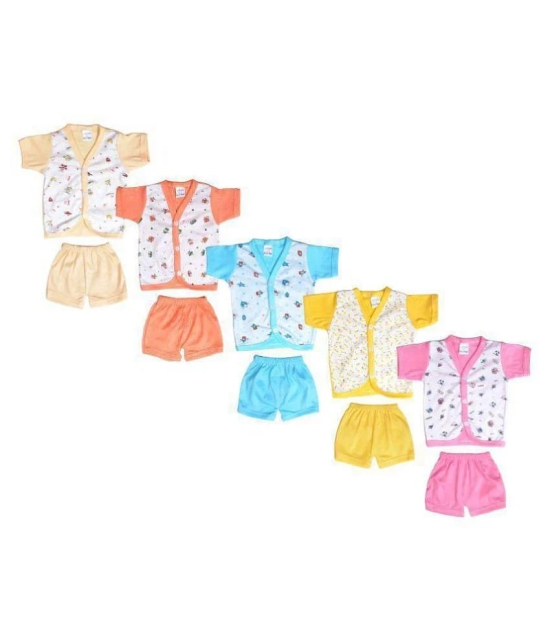 Sathiyas Set of 5 Printed Cotton Shirts and Shorts For 0-6 months Babies (Multicolour, 0 - 6 Months,GW4Prnt) - None