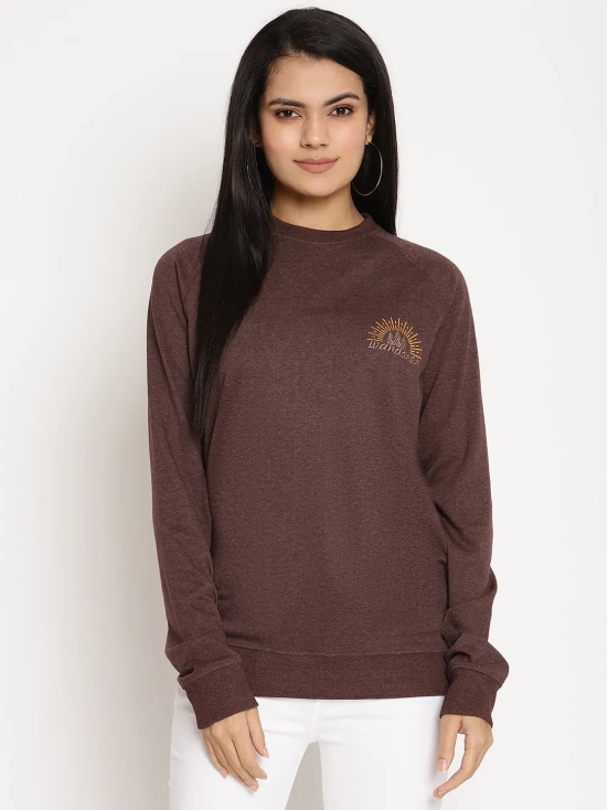 Women Wanderer Burgundy Solid Sweatshirt-L