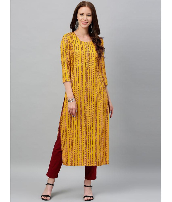 KIPEK - Mustard Rayon Womens Straight Kurti ( Pack of 1 ) - None