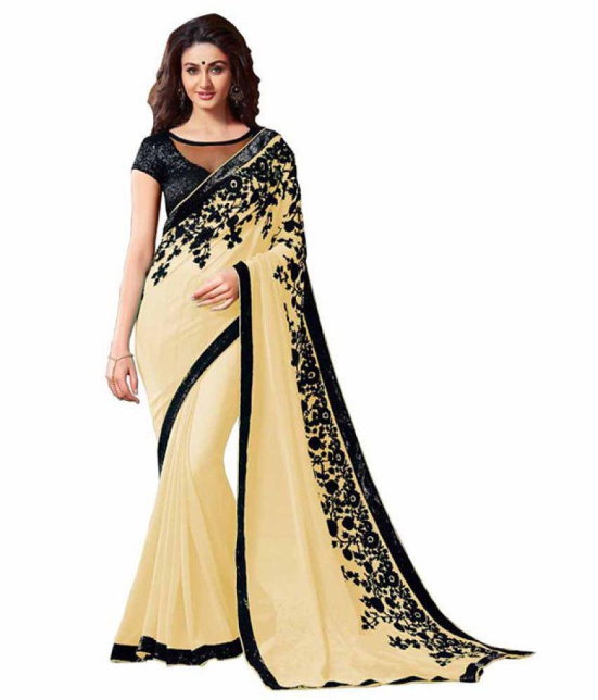 Av Designer Black and Beige Chiffon Saree