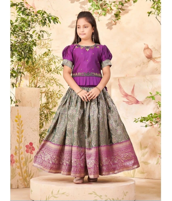 Aarika Purple Silk Girls Lehenga Skirt ( Pack of 1 ) - None