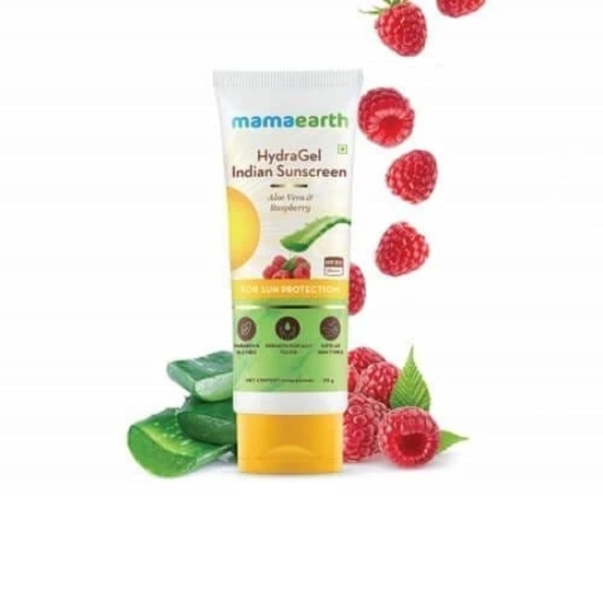 Mamaearth HydraGel Indian Sunscreen SPF 50, With Aloe Vera & Raspberry