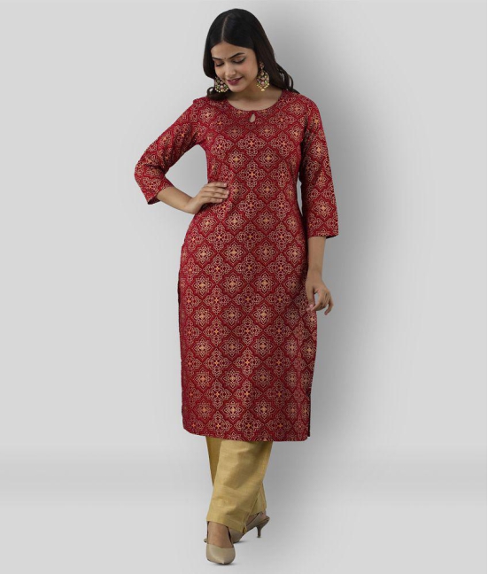 FABRR - Maroon Straight Cotton Women''s Stitched Salwar Suit ( Pack of 1 ) - M