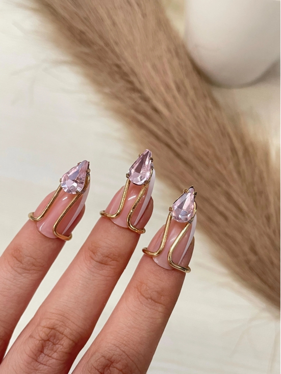 Pink Glam Nail Ring-Set of 10