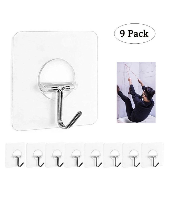 9PC Strong Transparent Suction Cup Sucker Wall Hooks Hanger For Kitchen Bathroom - Multicolor