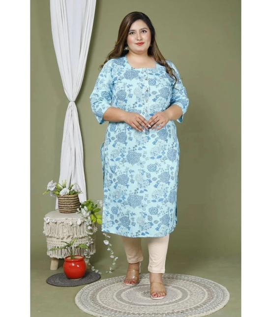 Swasti Cotton Printed Straight Womens Kurti - Blue ( Pack of 1 ) - None