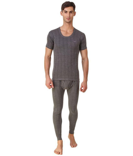 Hap Kings - Grey Melange Cotton Blend Mens Thermal Sets ( Pack of 1 ) - None