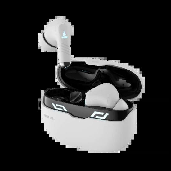 boAt Immortal 101 | True Wireless Gaming Earbuds with 30 Hours Playback, Blazing LED Lights, BEAST™?Mode, ASAP™ Charge White Sabre