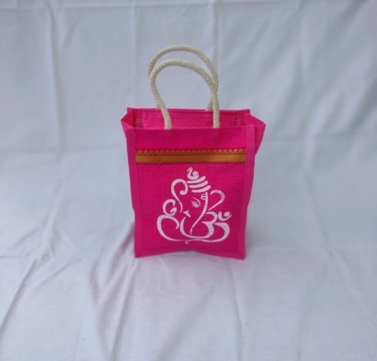 Sonchiraiya Pink Colour Mini Jute Bag