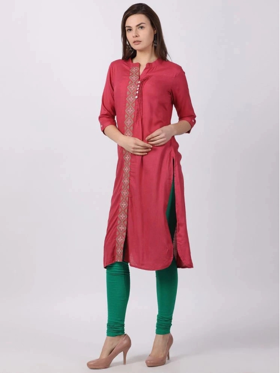 Alena - Pink Rayon Womens Straight Kurti - L