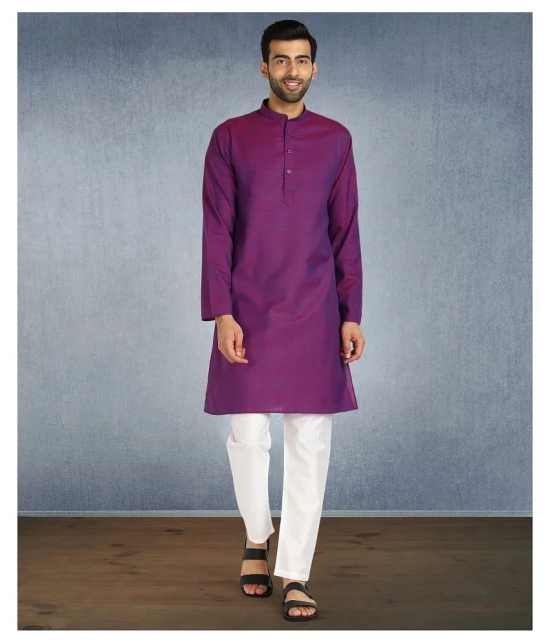 Hangup Purple Cotton Blend Kurta Pyjama Set Pack of 2 - None