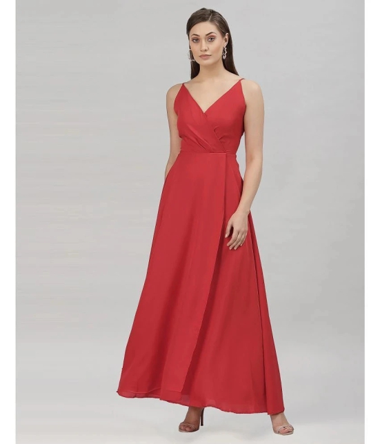 Selvia Crepe Red A- line Dress - - None