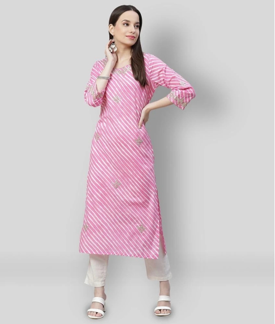 Divena - Pink Cotton Womens Straight Kurti - 4XL