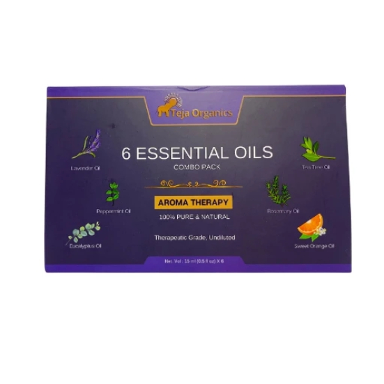 Teja Organics 6 Essential Oils (Eucalyptus, Lavender, Peppermint, Rosemary, Teatree, Sweet Orange)