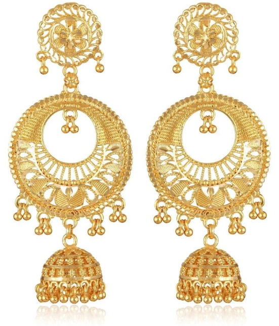 VIVASTRI Golden Jhumki Earrings ( Pack of 1 ) - Golden