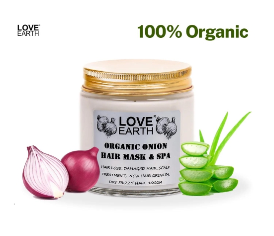 Love Earth Organic Onion Hair Mask And Spa With Onion Extract For Smooth And Frizz Free Hair 100gm