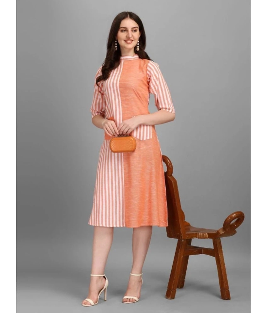 gufrina Cotton Blend Striped Midi Womens Fit & Flare Dress - Orange ( Pack of 1 ) - None