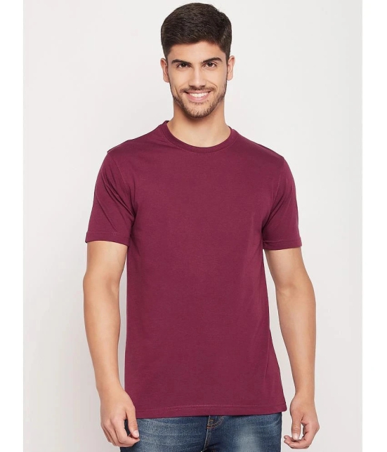 UNIBERRY Cotton Regular Fit Solid Half Sleeves Mens T-Shirt - Wine ( Pack of 1 ) - None