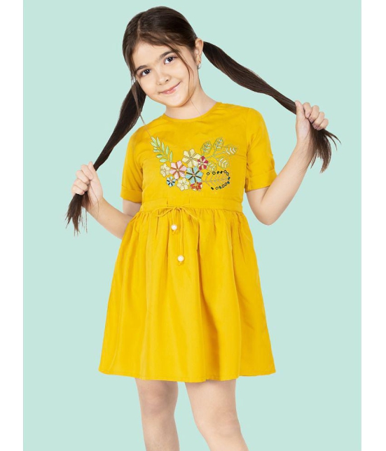 Naughty Ninos Yellow Polyester Girls A-line Dress ( Pack of 1 ) - None