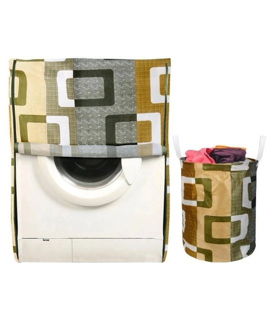 E-Retailer Set of 2 Polyester Green Washing Machine Cover for Universal 8 kg Front Load - Green