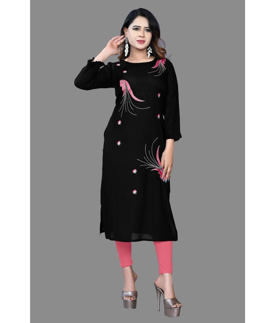 haya fashion - Black Rayon Women's Straight Kurti ( Pack of 1 ) - None