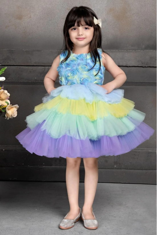 Cutedoll Multicolor Net Flower Baby Girl Dresses-12-18 Month