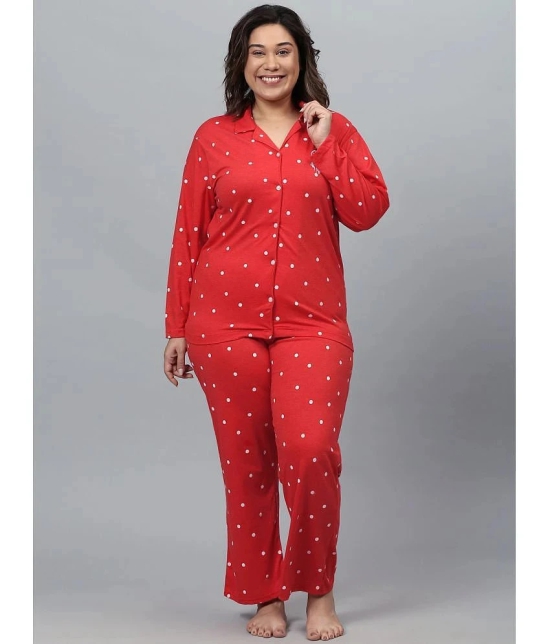 instaFab - Red Cotton Womens Nightwear Nightsuit Sets ( Pack of 1 ) - None