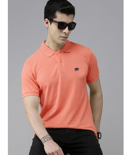 ADORATE Cotton Blend Regular Fit Solid Half Sleeves Mens Polo T Shirt - Coral ( Pack of 1 ) - None