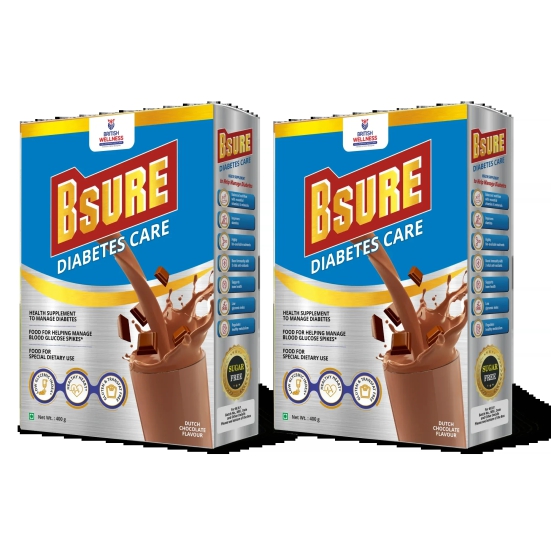 Bsure Diabetes Care- Balanced Vital Nutrients to Manage Blood Sugar, Weight & Strength Chocolate Flavour- 400gm. (Pack of 2)