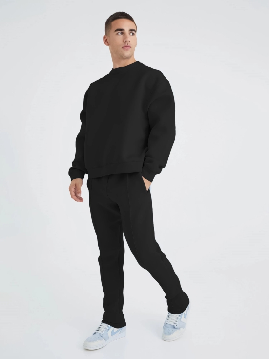 Solid Black Cozy Cut Co-Ords-S / Black