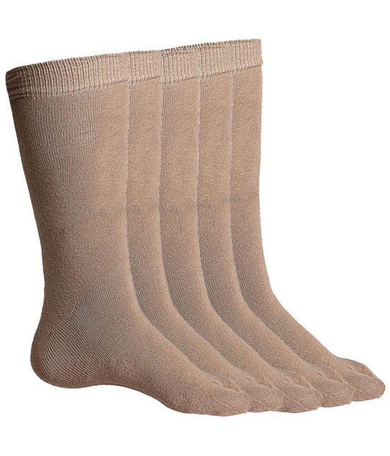 Texlon - Beige Cotton Women's Mid Length Socks ( Pack of 5 ) - None