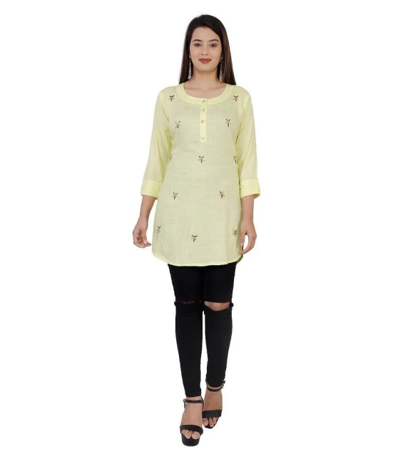 HIGHLIGHT FASHION EXPORT - Yellow Rayon Womens Straight Kurti ( Pack of 1 ) - M