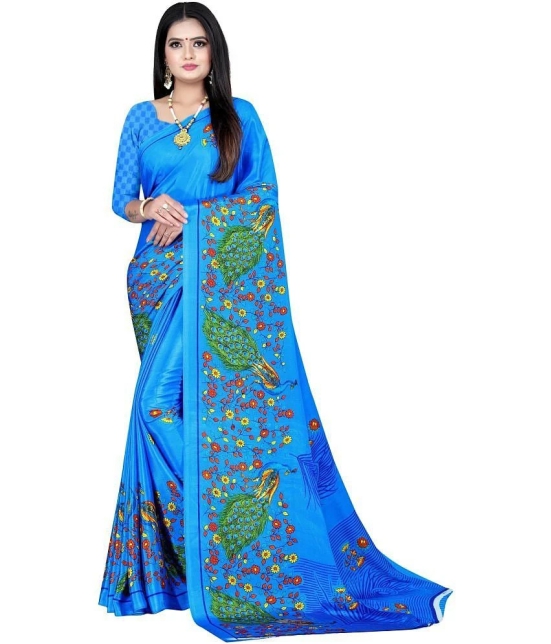 LEELAVATI - Blue Crepe Saree With Blouse Piece ( Pack of 1 ) - Blue