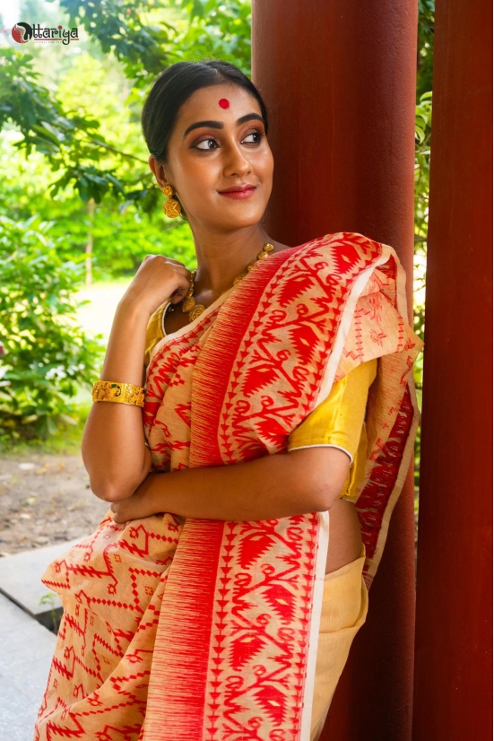 Dhakai Kora Color Jamdani Saree