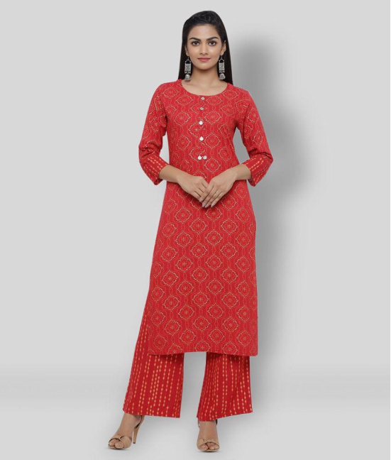 KIPEK - Red Straight Rayon Womens Stitched Salwar Suit ( Pack of 1 ) - M