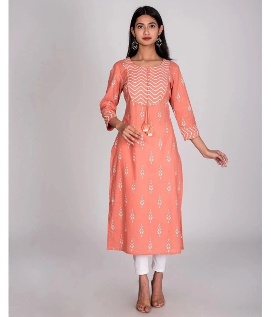 Swasti - Peach Cotton Womens Straight Kurti ( Pack of 1 ) - None