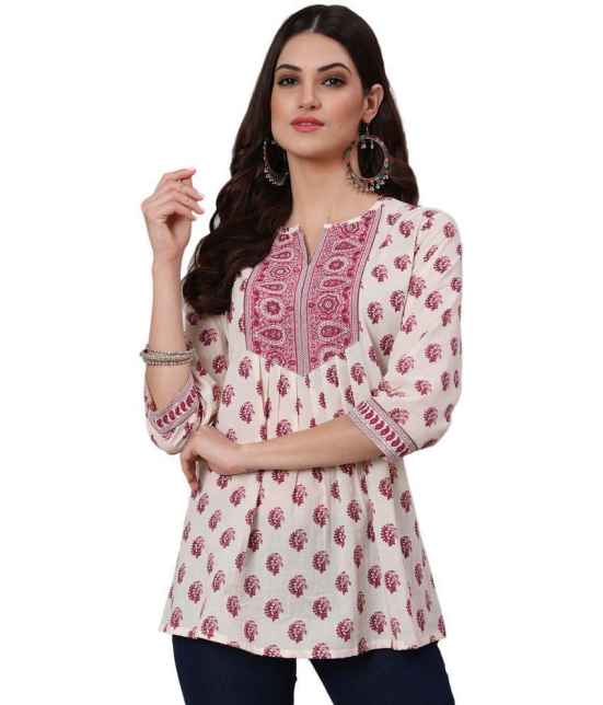 Antaran Cotton Printed Straight Womens Kurti - Off White ( Pack of 1 ) - None