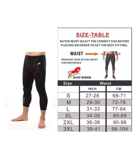 Just Rider Unisex 100% Polyester 3/4 Capri Length Compression Tights Fitness & Other Outdoor Inner Wear Multi Sports Cycling, Cricket, Football, Badminton, Gym, - XXL