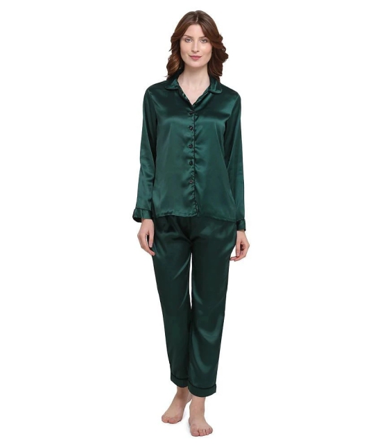 Smarty Pants Satin Nightsuit Sets - Green - L