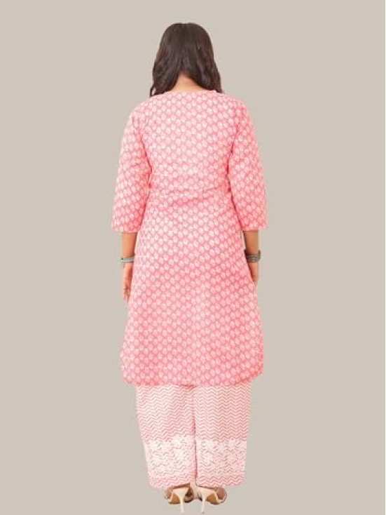 Pravia Lucknowi Chikankari Printed Long Kurti Palazzo Set for Women Girls