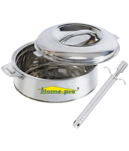 HomePro Casserole 1500 & Gas Lighter Silver Steel Thermoware Casserole ( Set of 2 , 1500 mL ) - Silver