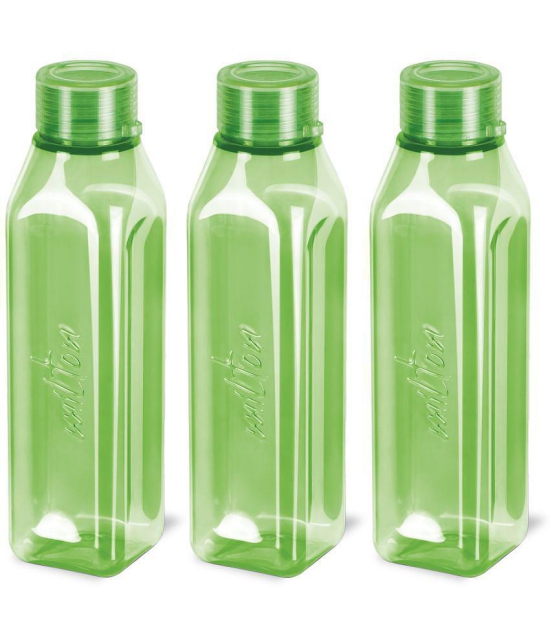 Milton Prime 1000 Pet Water Bottle, Set of 3, 1 Litre Each, Green - Green